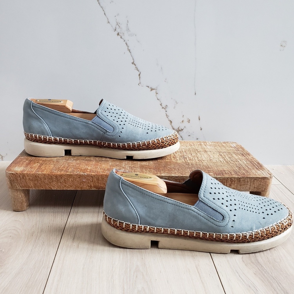 L'Amour Des Pieds Stazzema Platform Slip On Shoes Womens 7.5 Blue Leather